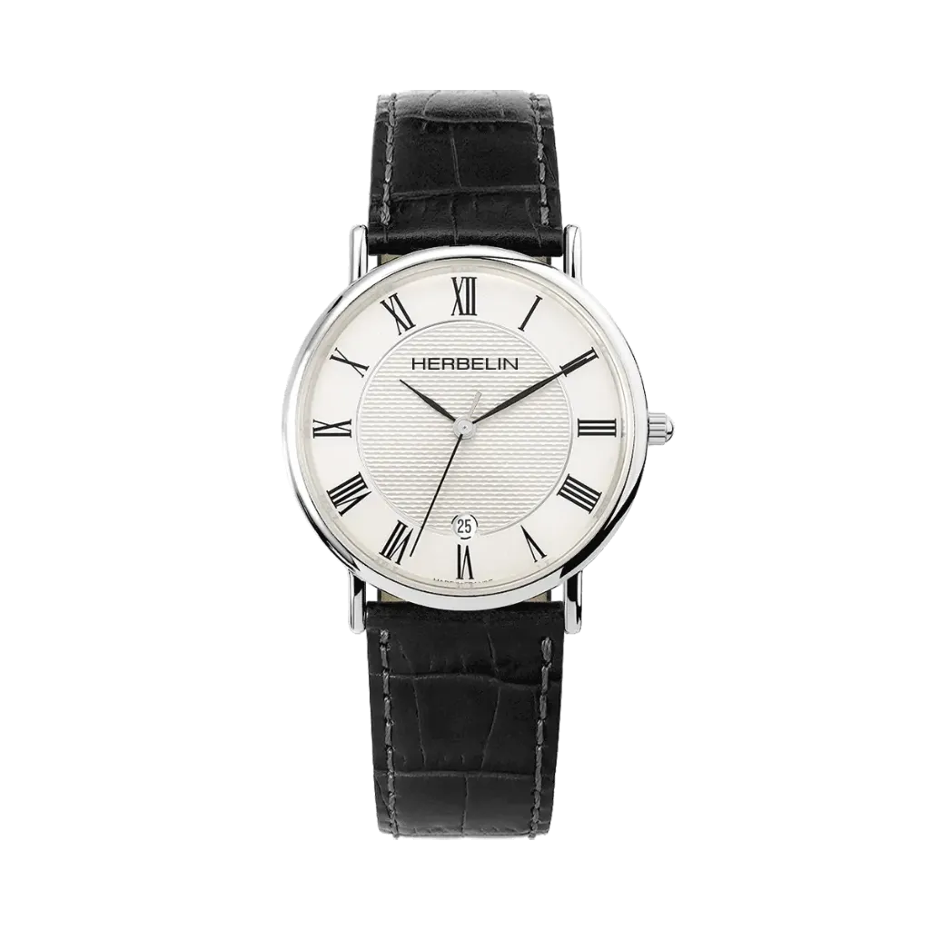 [12248AP08] Montre Michel Herbelin Classique - Quartz - Acier & Cuir Noir 12248AP08