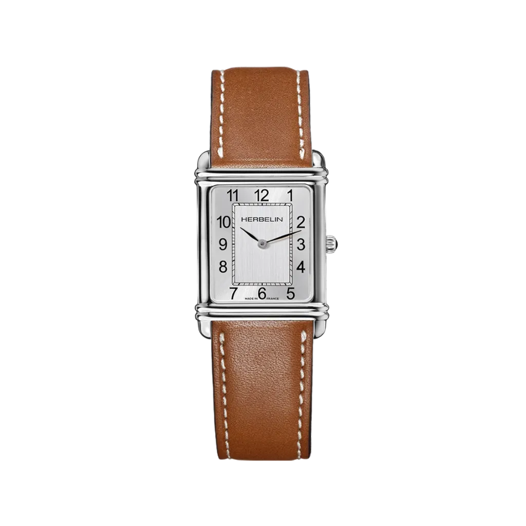 Montre Michel Herbelin Art Déco - Quartz - Acier & Cuir Brun 17468AP22GD