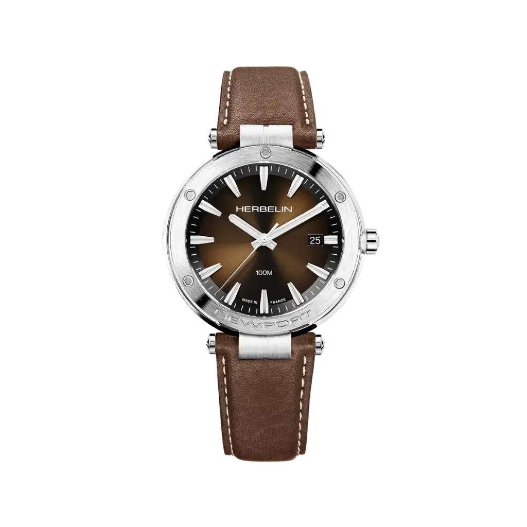 [12288A27MA] Montre Michel Herbelin Newport - Quartz - Brun & Cuir Brun 12288A27MA