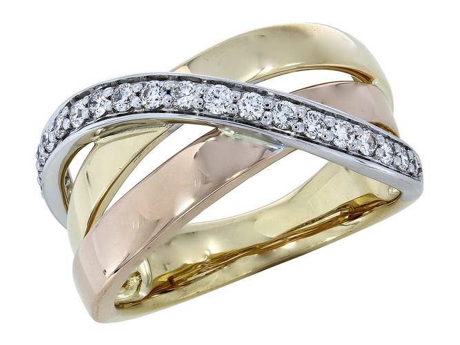 Bague en or 18 carats et diamants - Or blanc, jaune et rose BA-BI-194