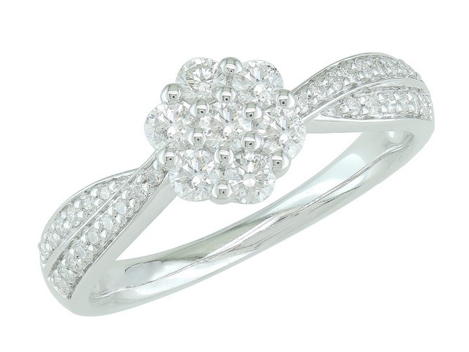 Bague en or blanc 18 carats et diamants BA-OB-064