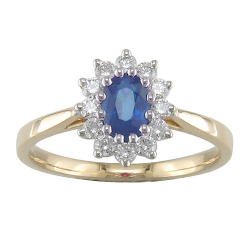 bague en or 18 carats et diamants - or jaune et saphir BA-OB-393