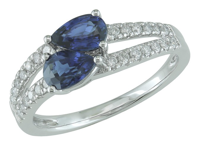 Bague en or blanc 18 diamants et saphirs BA-OB-419