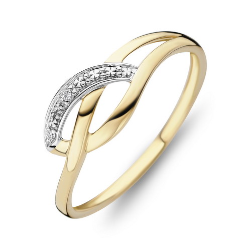 Bague en or jaune 18 carats et diamants BA-OJ-984