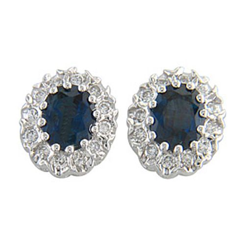 Boucles d'oreilles en or blanc 18 carats, diamants et saphirs BO-OB-728
