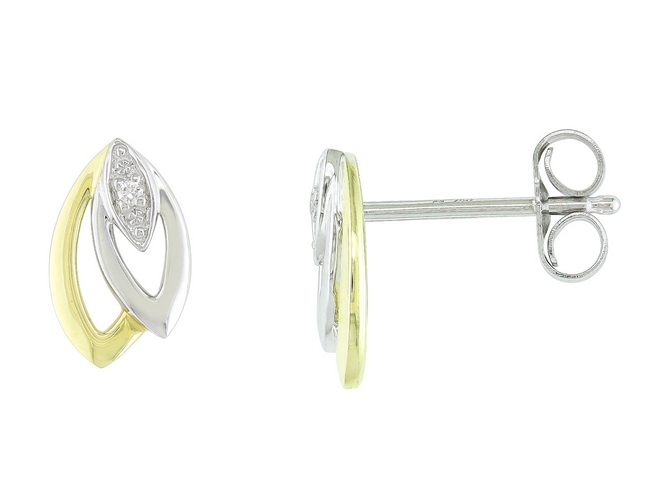 Boucles d'oreilles en or blanc et jaune 18 carats et diamants BO-OB-947