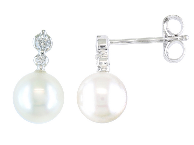 Boucles d'oreilles en or blanc 18 carats, perles et diamants BO-OB-951
