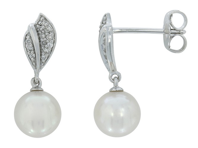 [BO-P-159] Boucles d'oreilles en or blanc 18 carats, perles et diamants BO-P-159