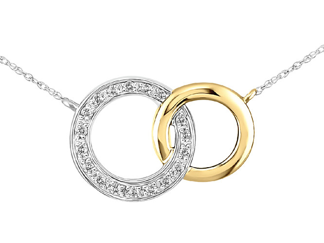 [CO-OB-537] Collier en or blanc et jaune 18 carats et diamants CO-OB-537