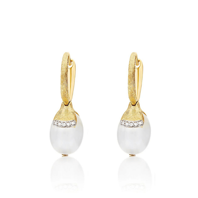 [OS7-603] Boucles d'oreilles Nanis - Or - Pierres de lune et Diamants - OS7-603