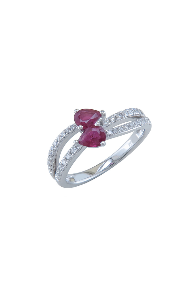 [R30304/R] Sélection Cosyns bague en or blanc diamants et Rubis R30304/R