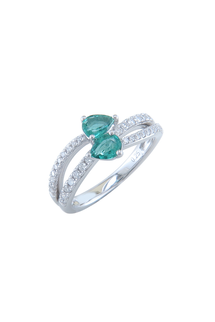 Sélection Cosyns bague en or blanc diamants et Emeraudes R30304/E