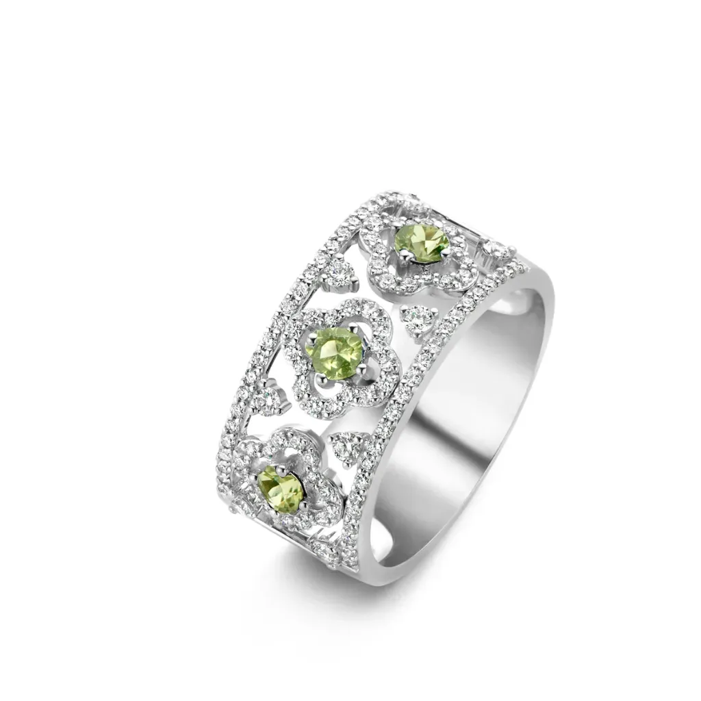 Bague One More Salina Saphir Vert et Diamants sur Or Blanc 064406EA