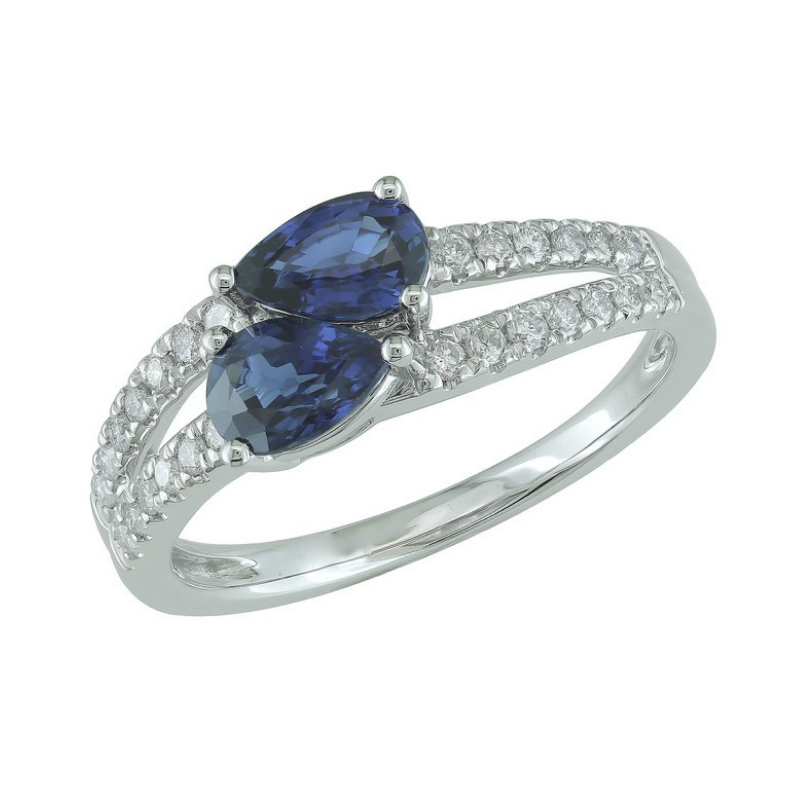 Bague Sélection Cosyns Or Blanc 18 carats Saphir et diamant JA5800-OB-S