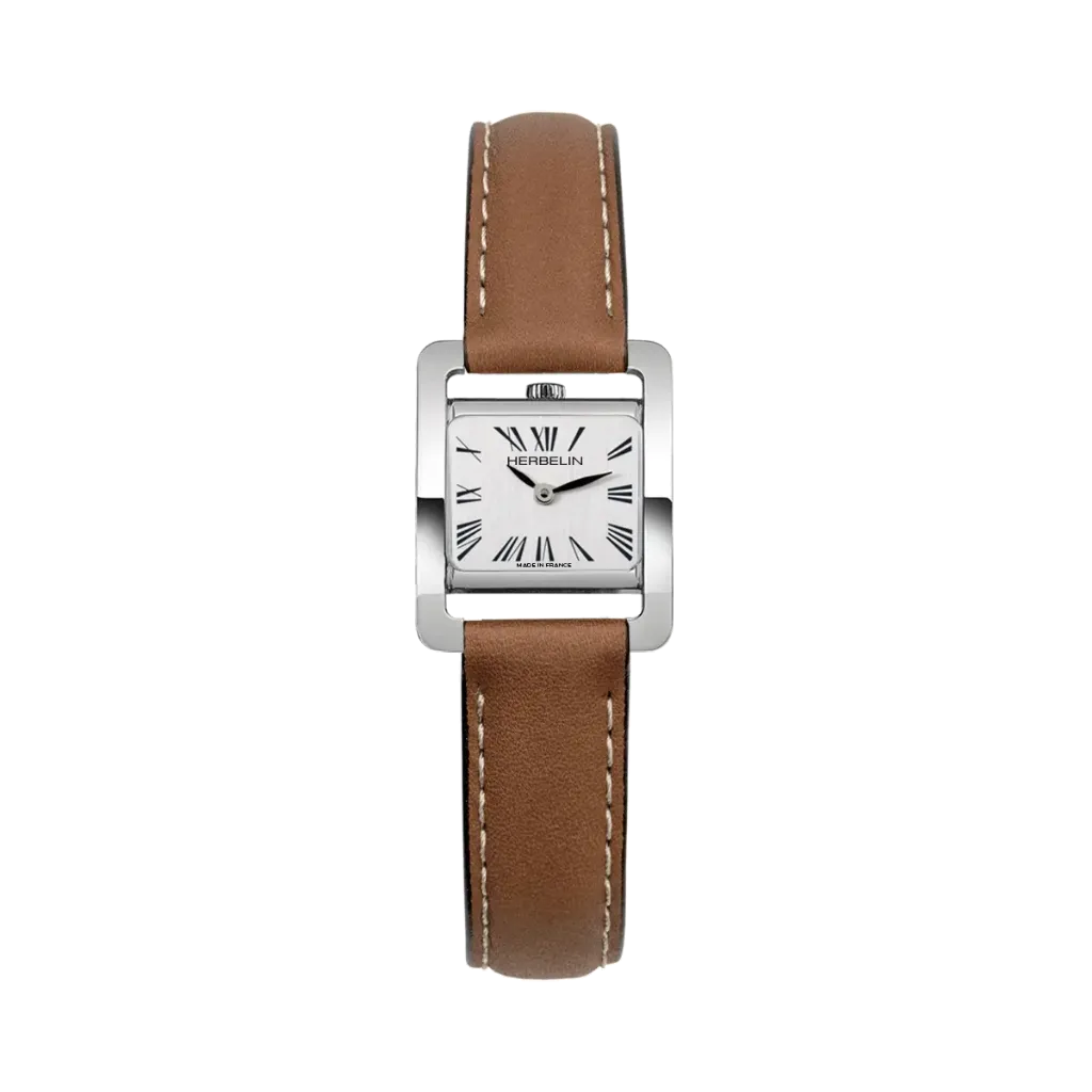 [17037AP01GD] Montre Michel Herbelin Ve Avenue - Quartz - Acier & Cuir Brun 17037AP01GD
