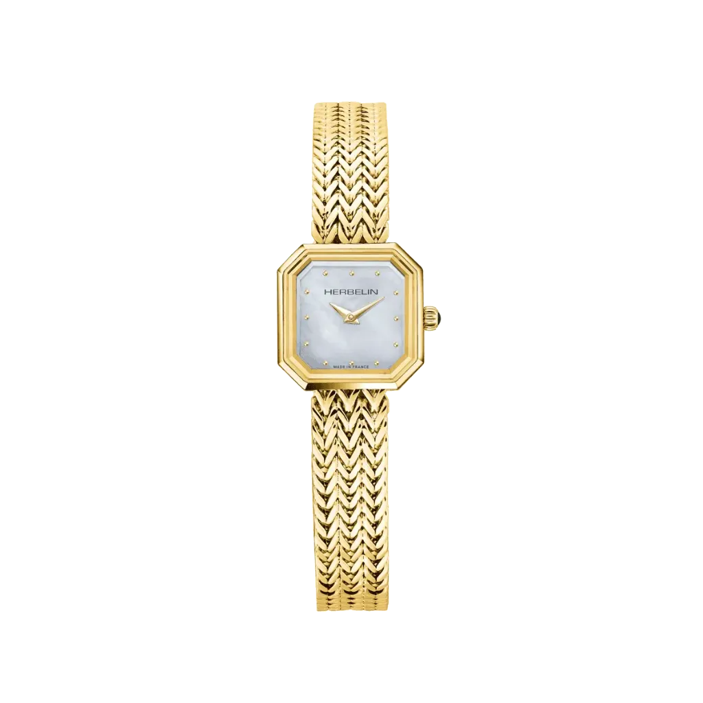 [17436BP19] Montre Michel Herbelin Octogône - Quartz - Doré & Nacre 17436BP19