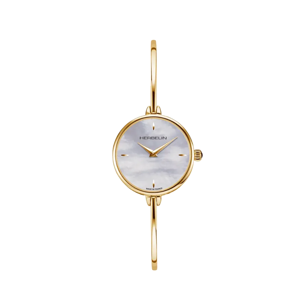 [17206BP19] Montre Michel Herbelin Fil - Quartz - PVD Or Jaune & Nacre Blanche 17206BP19