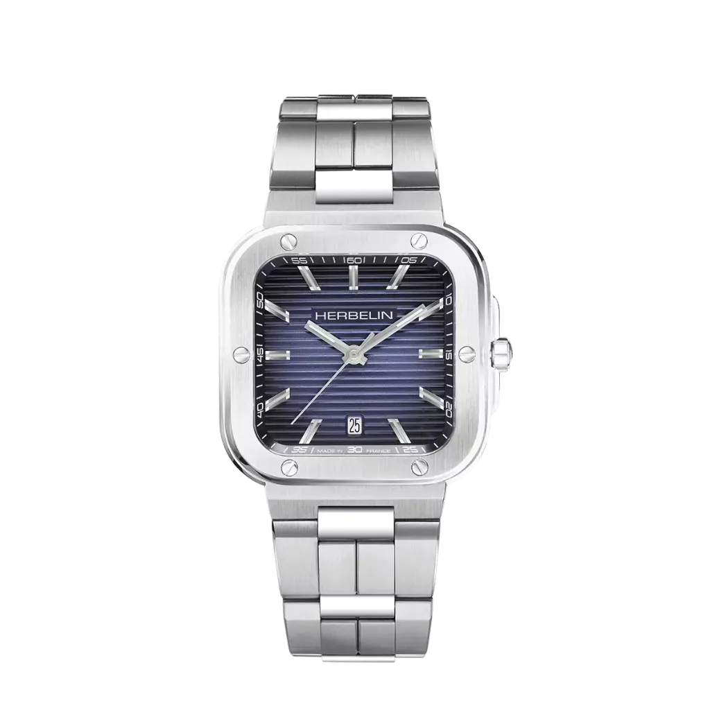 [12246B15] Montre Michel Herbelin Cap Camarat – Square – Acier & Bleu 12246B15