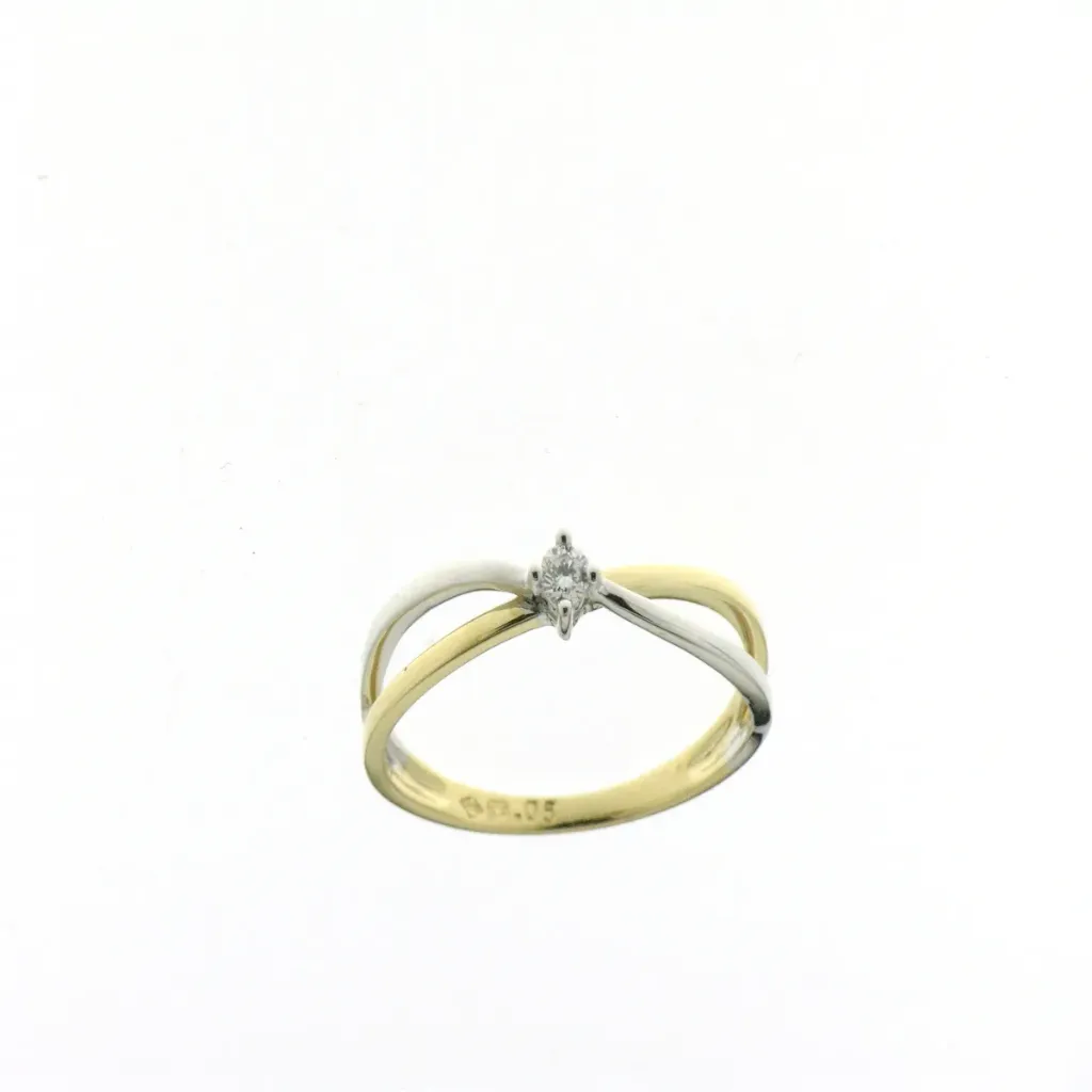 Bague solitaire en Or jaune et blanc 18 ct Sélection Cosyns 060261A