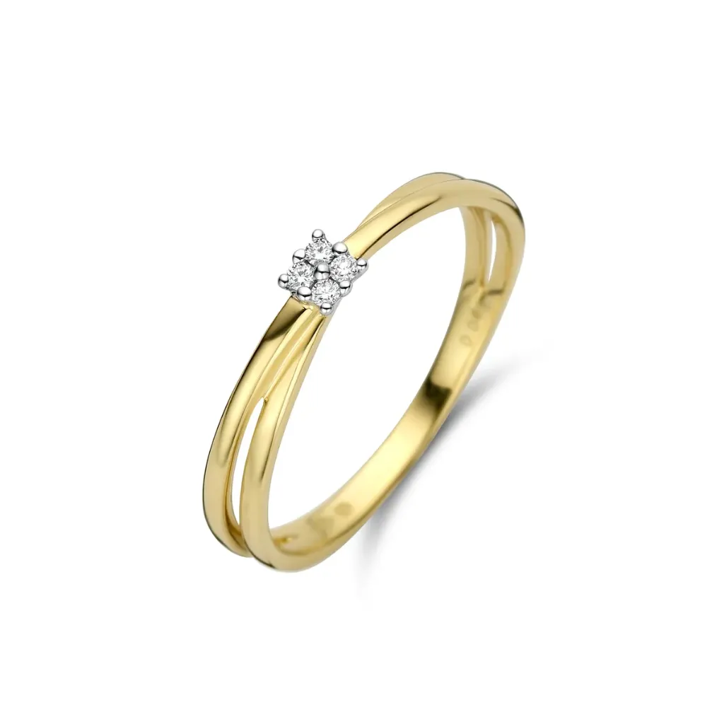 Bague avec motif en Or jaune et blanc 18 ct Sélection Cosyns 058885A