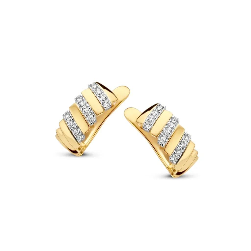 [064043] Boucles d'or. charnière créoles en Or jaune et blanc 18 ct Sélection Cosyns 064043A