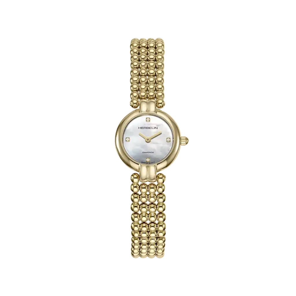 Montre Michel Herbelin Perles - Quartz - Pvd Or Jaune & Diamants 17433BP1N89