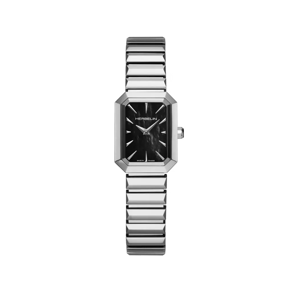 Montre Michel Herbelin - Octogône - Quartz Nacre -  Noire & Acier 17556B49