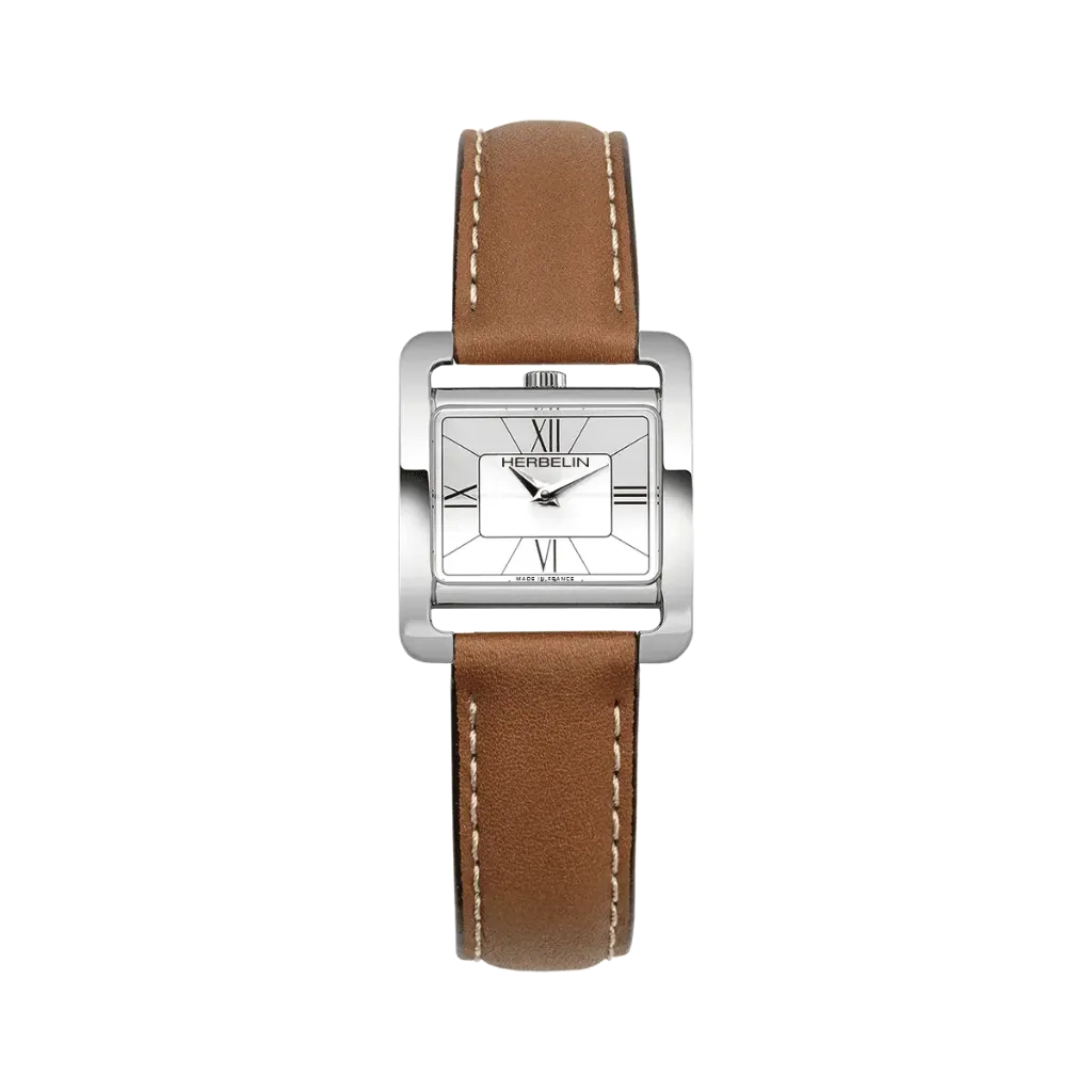 [17137AP08GD] Montre Michel Herbelin Ve Avenue - Quartz - Acier & Cuir Camel 17137AP08GD